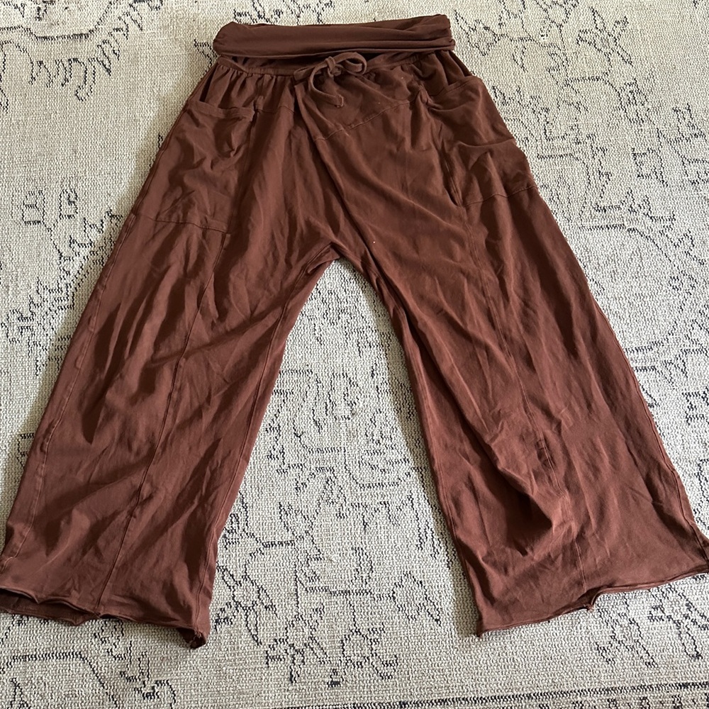 FP Wide Leg Brown Lounge Pants
